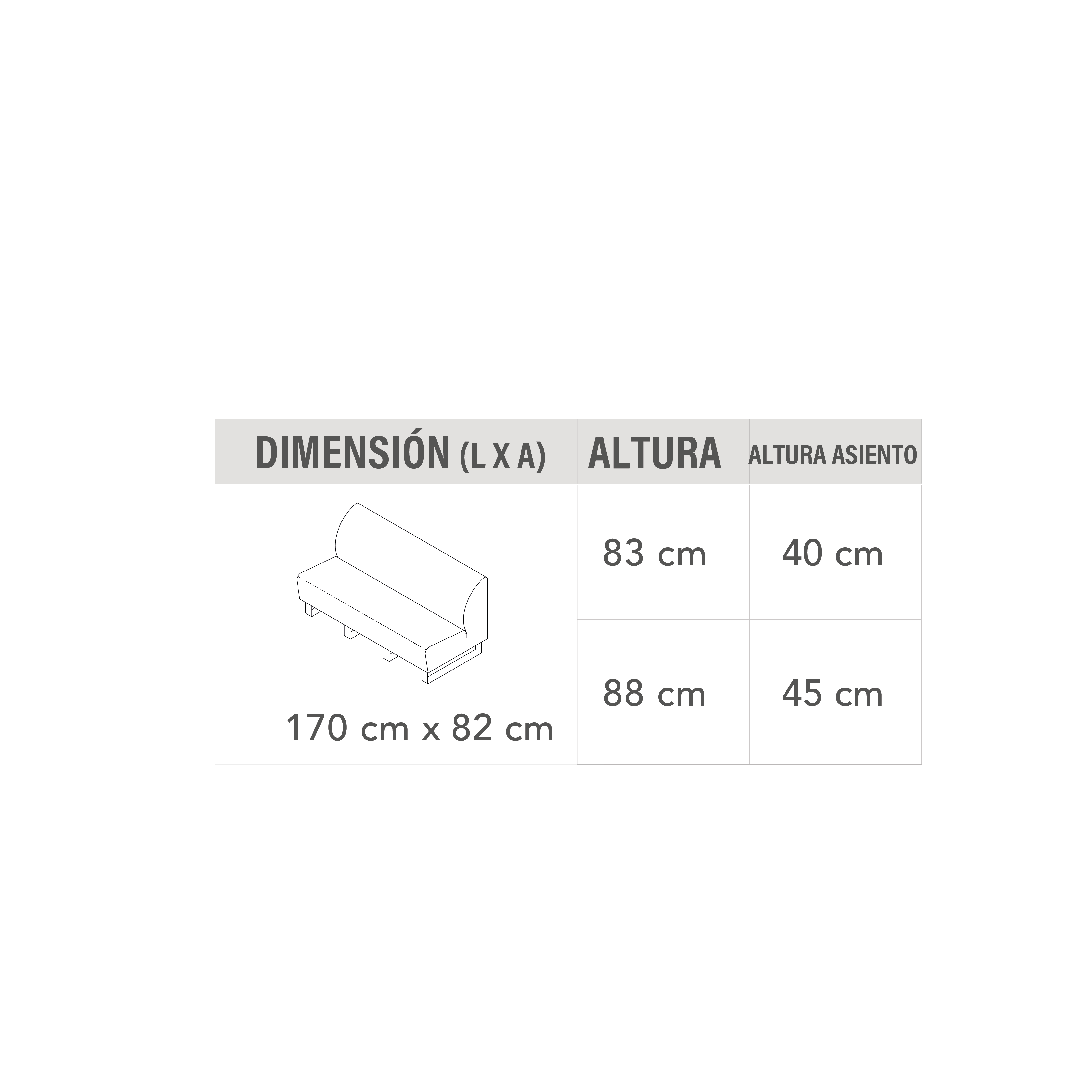 Listado sofá recto refresh