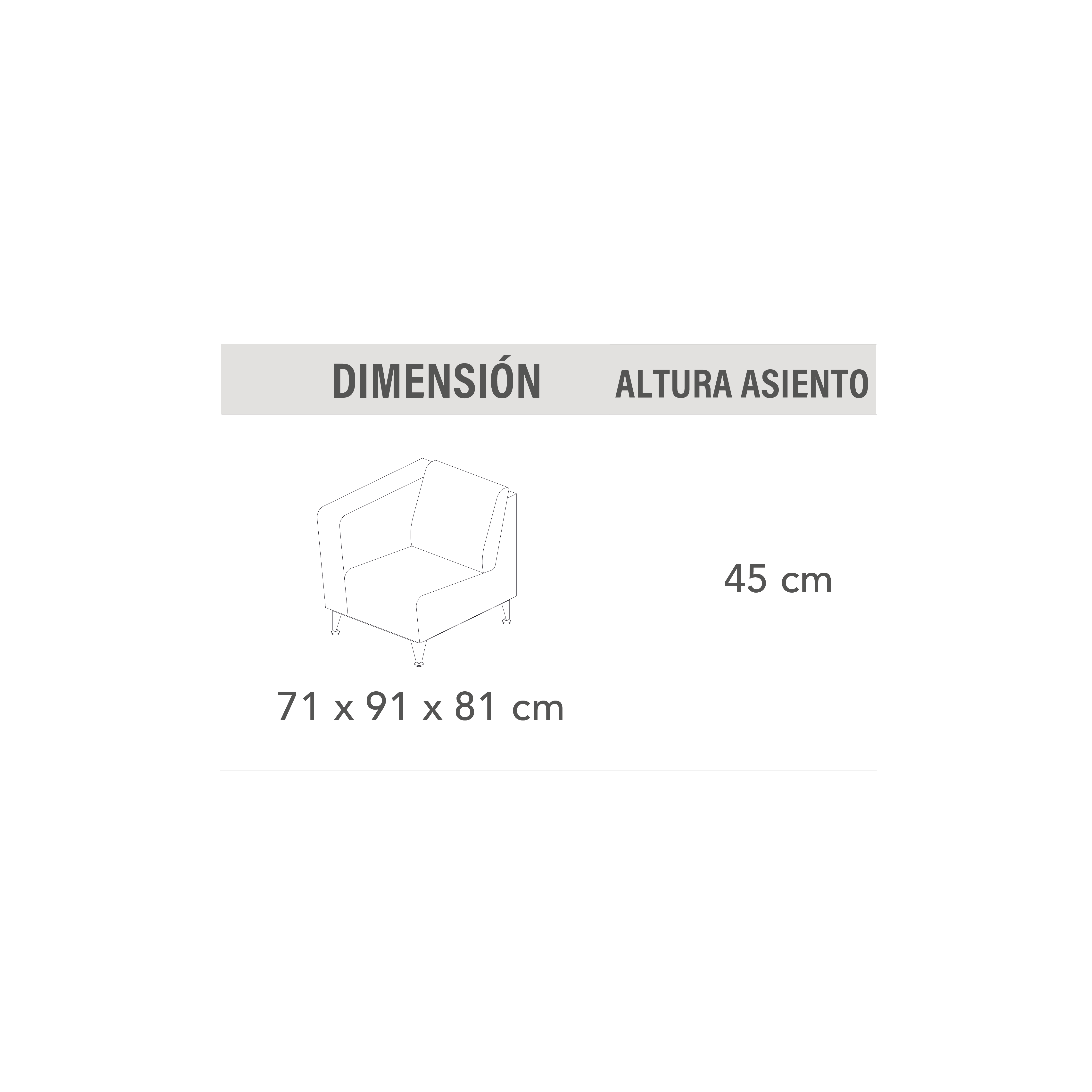 Listado silla social derecha